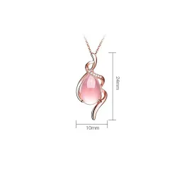 Elegant rose gold necklace - water drop shaped pendant - pink opal - crystalsNecklaces