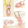 Stylish rose gold necklace - cat shaped pendant - crystals - pink opalNecklaces