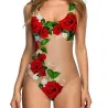 Sexy one piece swimsuit - monokini - floral & fruits printBeachwear