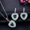 Luxurious silver jewellery set - heart shaped pendants - crystal - cubic zirconia - necklace - earringsJewellery Sets
