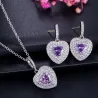 Luxurious silver jewellery set - heart shaped pendants - crystal - cubic zirconia - necklace - earringsJewellery Sets