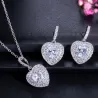 Luxurious silver jewellery set - heart shaped pendants - crystal - cubic zirconia - necklace - earringsJewellery Sets