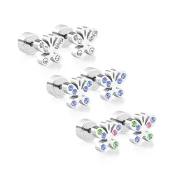 Small stud earrings - with cubic zirconia - butterflies - hearts - starsEarrings