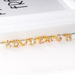Elegant small stud earrings - with colorful rhinestones - alphabet lettersEarrings