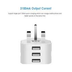 UK plug - adapter - 3-pin wall charger - with USB ports - 110V-220VPlugs