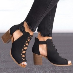 Fashionable hollow out shoes - ankle sandals - thick heelSandals