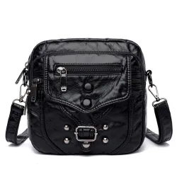 Small shoulder / waist bag - leather - rivets - zippersBags