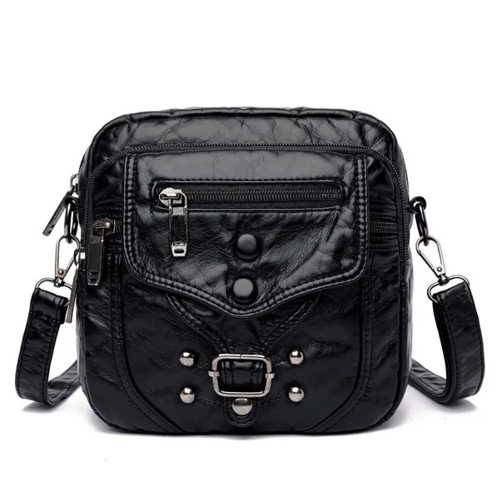 Small shoulder / waist bag - leather - rivets - zippersBags