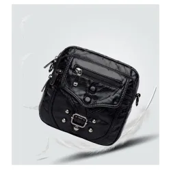 Small shoulder / waist bag - leather - rivets - zippersBags