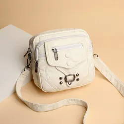 Small shoulder / waist bag - leather - rivets - zippersBags