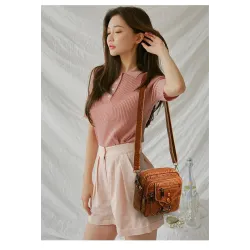 Small shoulder / waist bag - leather - rivets - zippersBags