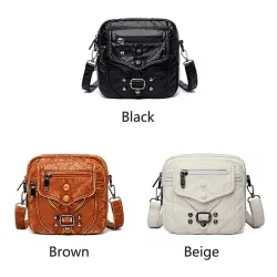 Small shoulder / waist bag - leather - rivets - zippersBags