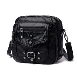 Small shoulder / waist bag - leather - rivets - zippersBags