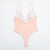 Sexy one-piece swimsuit - ribbed - deep neckline - with push upBeachwear
