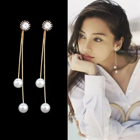 Elegant long earrings with pearls / crystalEarrings