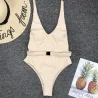 Sexy one piece ribbed swimsuit - Brazilian monokini - with beltBeachwear