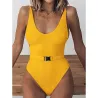 Sexy one piece ribbed swimsuit - Brazilian monokini - with beltBeachwear