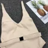 Sexy one piece ribbed swimsuit - Brazilian monokini - with beltBeachwear
