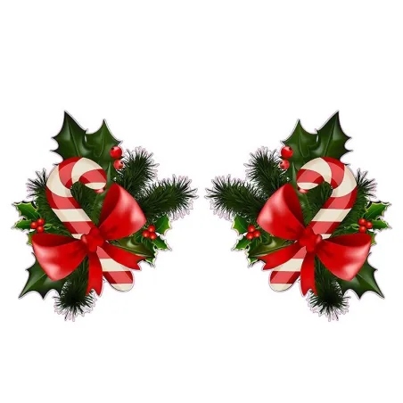Christmas candy cane with mistletoe - car & wall vinyl sticker - 13 * 7.2cmWall stickers