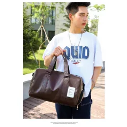 Fashionable travel / sport leather bag - with shoe compartment - large capacityBags
