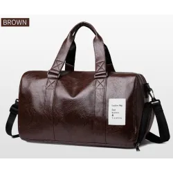 Fashionable travel / sport leather bag - with shoe compartment - large capacityBags