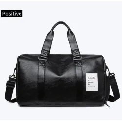 Fashionable travel / sport leather bag - with shoe compartment - large capacityBags