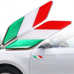 3D Italian flag - badge - emblem - car sticker - Italy - 2 pieces