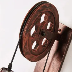 Retro pulley wall light - wooden lampWall lights