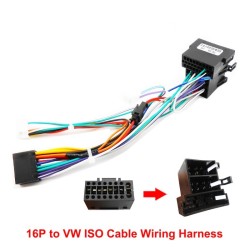 16 Pin to VW wiring harness - plug - ISO connector - for 2 Din car audio head unit - cable adapter for Volkswagen Golf Jetta Leo