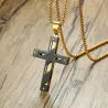 Double-layer cross pendant - stainless steel gold necklaceNecklaces