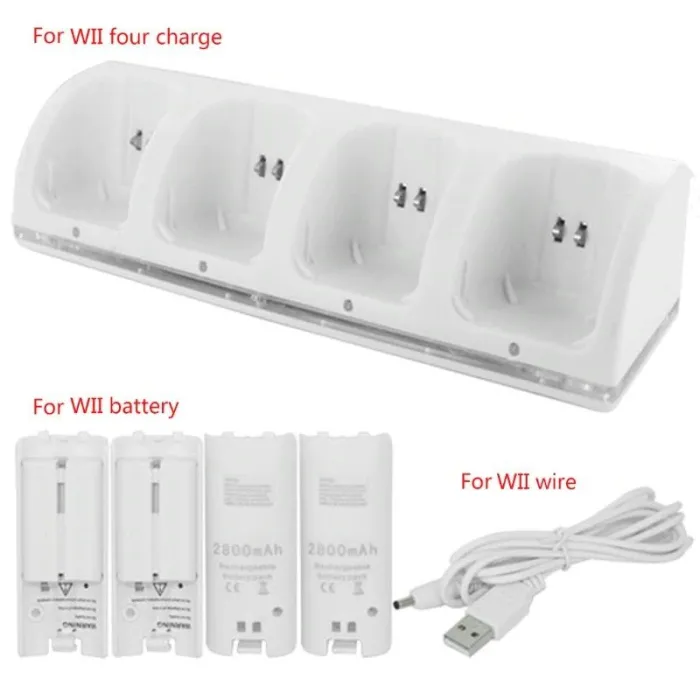 Wii controller charger with 4 batteries 2800 mAh - dockWii & Wii U