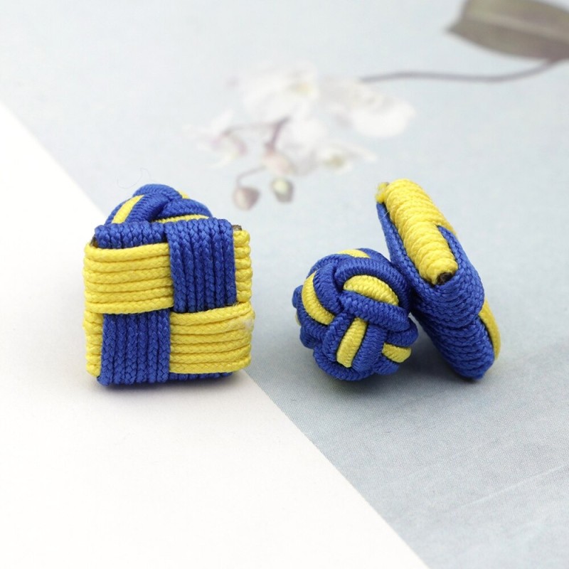 Colorful braided square knots - cufflinksCufflinks