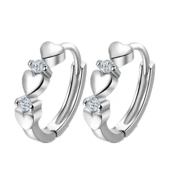 Elegant earrings - hearts / zirconia - 925 sterling silverEarrings
