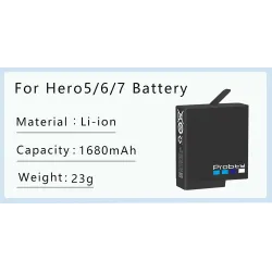 1680mAh li-ion battery - with charger - for GoPro Hero 5 / 6 / 7Battery & Chargers
