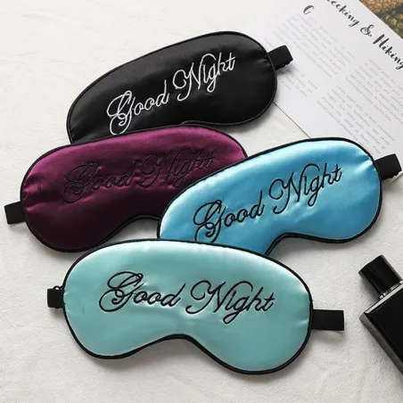 Sleeping eye mask - blindfold - "Good Night" print - silkSleeping masks