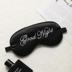 Sleeping eye mask - blindfold - "Good Night" print - silkSleeping masks