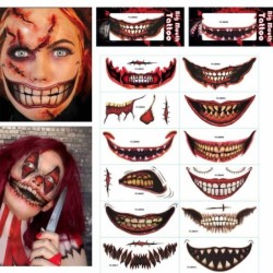 Temporary Halloween tattoo - waterproof sticker - clown mouth - 12 piecesStickers