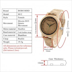 Bamboo wood watch - Quartz - handmade - cork strap - for her - for him - for couplesWatches