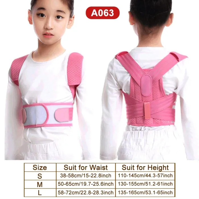 Children posture corrector - adjustable belt - orthopedic corset - pinkKids