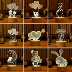 3D acrylic LED lamp - USB night light - elk - bear - Christmas tree - apple - moonLights & lighting