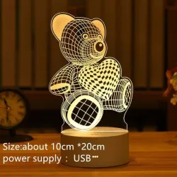 3D acrylic LED lamp - USB night light - elk - bear - Christmas tree - apple - moonLights & lighting