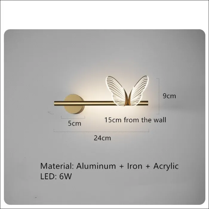 Modern acrylic lamp - wall mounted - LED - with butterfliesWall lights