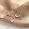 White heart earrings - round pearl pendantEarrings