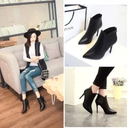 Leather heeled ankle boots - with zipperBoots