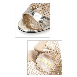 Sexy high heel sandals - glitter air mesh - with zipper - ankle lengthSandals