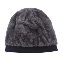Warm knitted hat - with thick fur inside - unisexHats & Caps