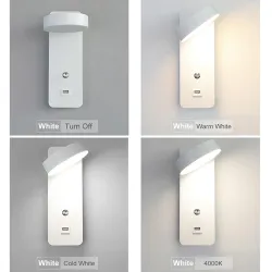 LED wall lamp - dimmable - rotatable head - USB charging - 9WWall lights