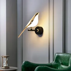 Creative LED wall lamp - gold plating bird - touch dimming - remote controlWall lights