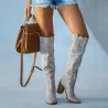 Knee height suede boots - thick heelBoots