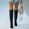 Knee height suede boots - thick heelBoots